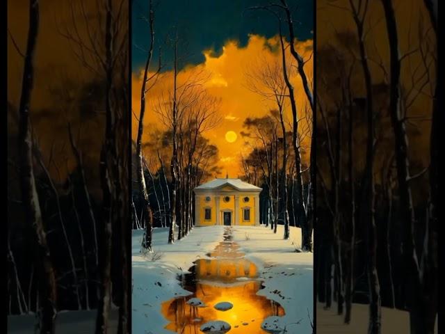 Un paisaje de invierno con una hermosa mansión de fondo