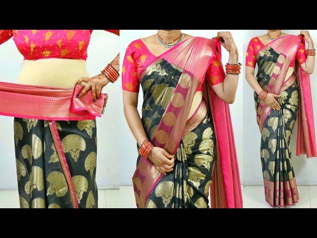 How to drape silk saree perfectly | simple look silk saree draping perfectly for beginners