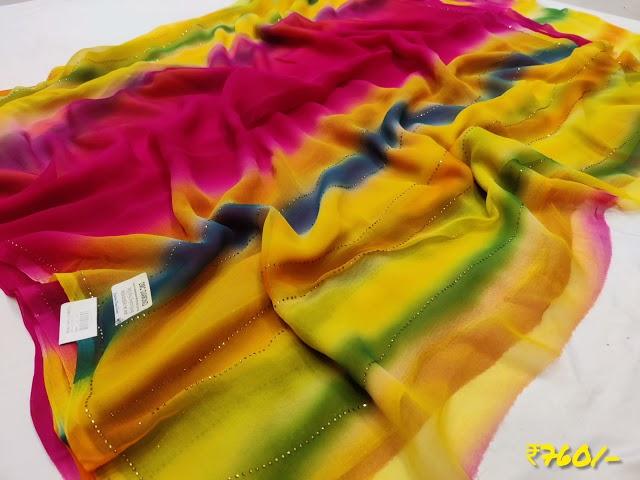 colourful siroski work saree