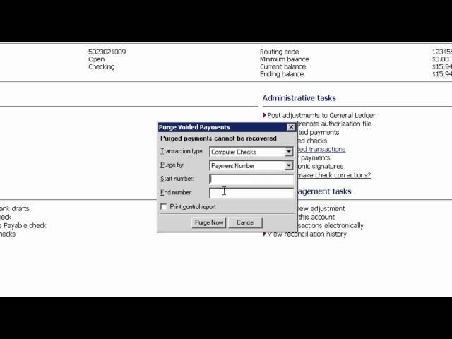 How to purge voided checks in The Financial Edge