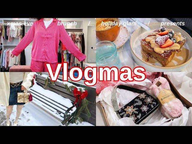 Vlogmas Day 26: Xmas Eve, Brunch, GRWM, Holiday Glam + Outfit & Unwrapping Gifts | Gabriella Mortola