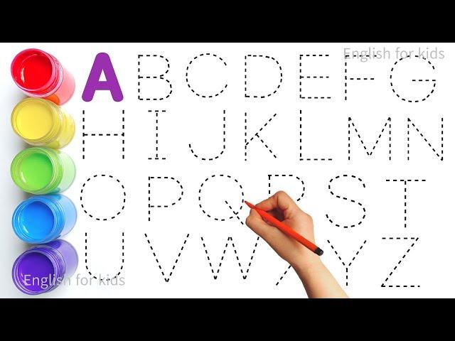 Alphabet, ABC song, ABCD, A to Z, Kids rhymes, collection for writing along dotted lines for toddler