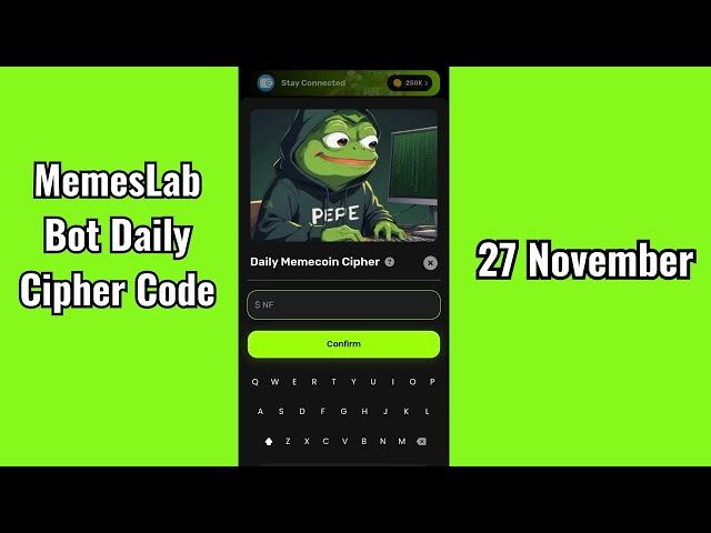 Memes Lab Bot Daily Cipher Code 27 November| Memes Lab Cipher Code| Memelab Daily Cipher | Memelab