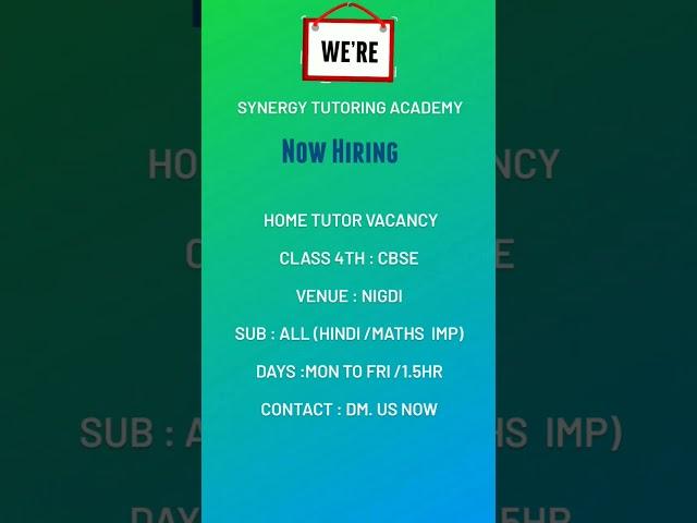 Home tutor in Pune | hiring |Apply now