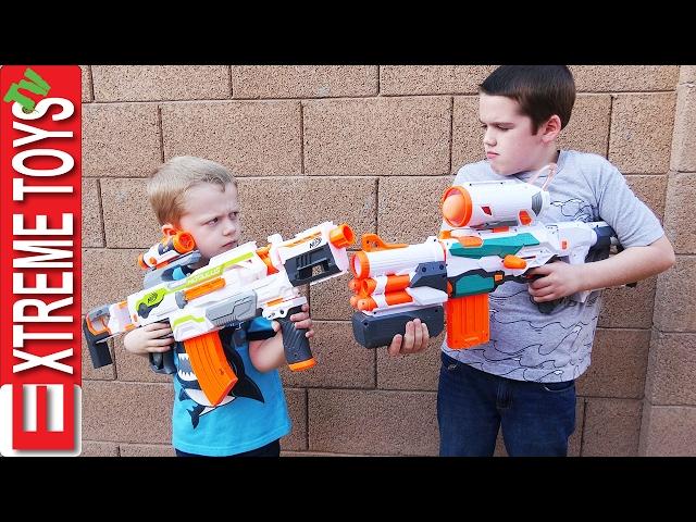 The Nerf Modulus Battle! Ethan Attacks Cole with his Nerf Modulus Tri Strike!