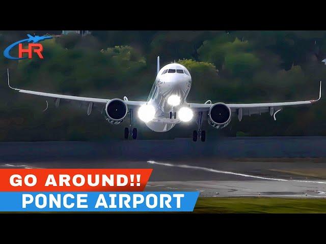 “Incredible Pilot Skills: Frontier A321’s Thrilling Go-Around at Ponce Airport!