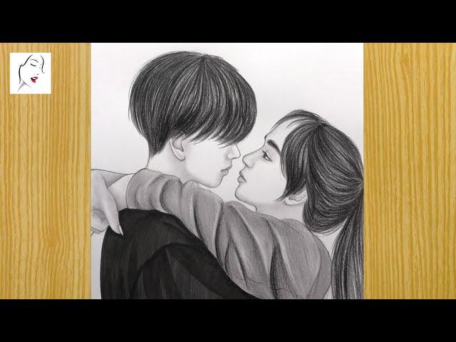 How to draw a Couple Drawing || valentine couple pencil drawing sketch || Girl And Boy Drawing