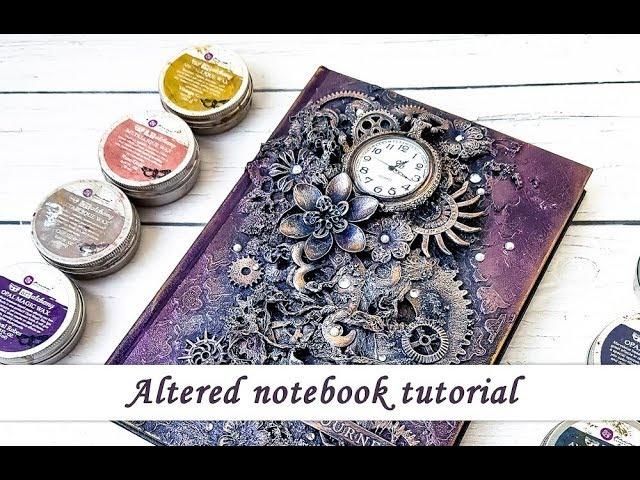 Altered notebook with Sculpture Medium and Finnabair waxes - mixed media tutorial