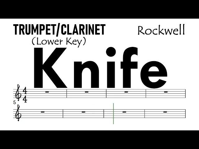 KNIFE by Rockwell Trumpet Clarinet Lower Key Sheet Music Backing Track Partitura