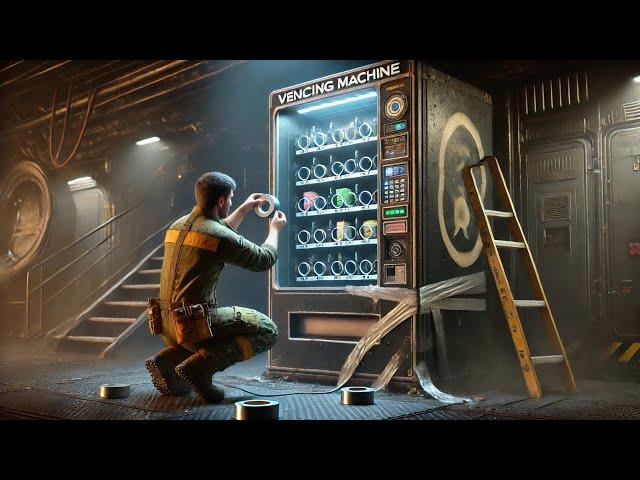 Galactic Vending Machine That Hasn't Worked in a Century Until a Human Engineer Fixes It with Duct