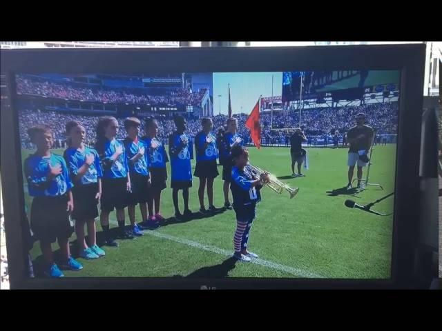 Child Female Trumpeter Performs The Star Spangled Banner for the NFL Titans