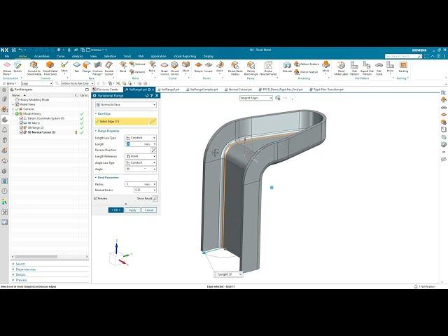 NX 2312 What's New in Sheet Metal - Variational Flange