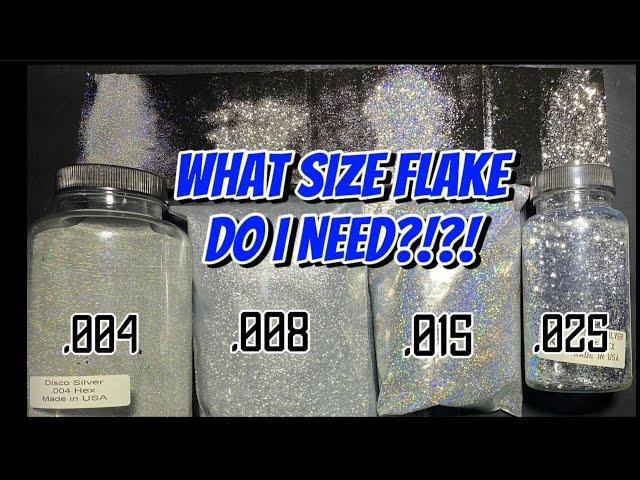 METAL FLAKE size comparison for a custom auto paint project. Tutorial-Motorcycle,Car,Lowrider,Guitar