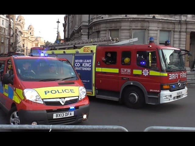 London Fire Brigade Pump Responding with help from police