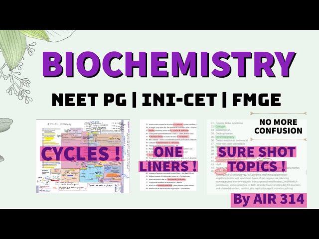 How to Prepare BIOCHEMISTRY for NEET PG INI-CET FMGE || My One liners #inicet#neetpg