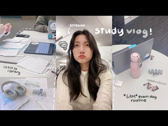 UNI vlog *intense study edition*  6AM exam prep, 10+ hour library session, skipping class, stress..