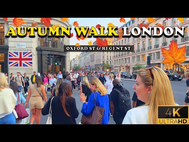 Autumn in London: Walking Oxford Street to Piccadilly in 4K 