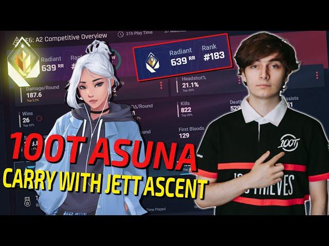 How 100T Asuna HARD CARRYS in RADIANT Playing AGGRESSIVE on Jett!!! *70% Win Rate??*