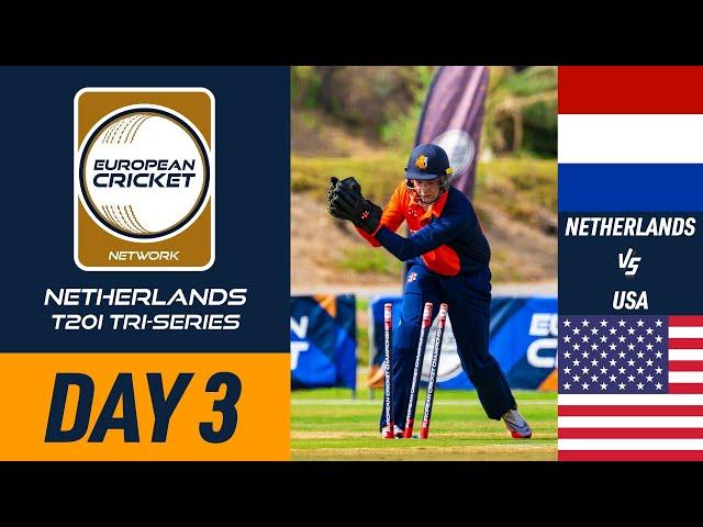  Netherlands vs USA T20I | 25 Aug 2024 | ECN Netherlands T20I Tri-Series | Day 3 | Live Cricket