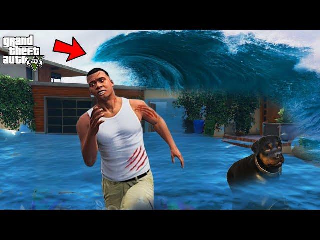 Tsunami Attack In Gta 5 | Franklin Survival Tsunami Gta 5 | Lovely Gaming