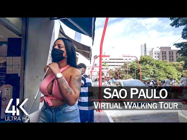 【4K 60fps】 VIRTUAL WALKING TOUR:  «Sao Paulo - Brazil 2021»  City Street Sounds  Ultra HD TV