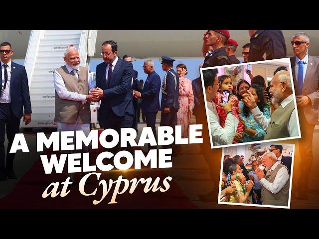 PM Modi gets greeted by an excited group of Indian diaspora in Cyprus