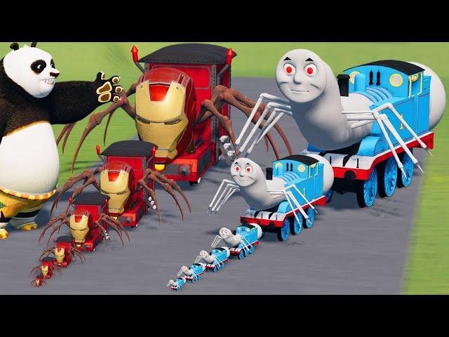 Big & Small CURSED Thomas the Train vs Choo-Choo Charles Iron Man vs Kung-fu Panda | BeamNG.Drive