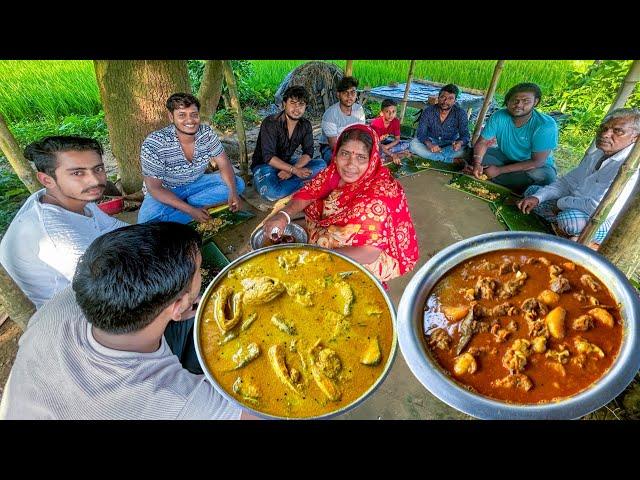 50k special Mutton & HILSA FISH Cooking and Eating | mutton curry with Ilish fish cooking |