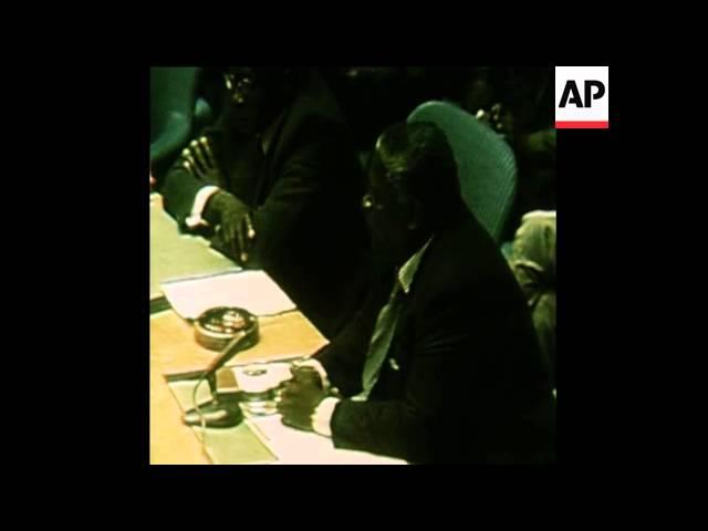 SYND 10 3 78 JOSHUA NKOMO ADDRESSES THE UN ON THE RHODESIAN SITUATION