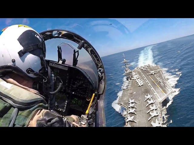 Skilled US Pilot Lands His $80 Million Jet on Crowded Flight Deck at Sea