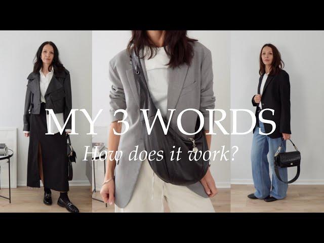 Alison Bernstein’s 3 word method. I analyse my old outfits to see if it works.