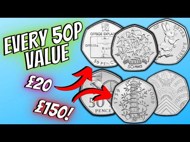 What is EVERY 50p Coin REALLY Worth?? (UK Circulation)