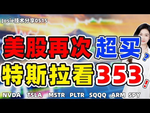 股票|美股|美股分析|美股日线再次进入到超买状态，新高还能期待吗？特斯拉走完5个缺口了，353为什么是关键防守？#TSLA#NVDA#PLTR#MSTR#SPY#SQQQ#ARM