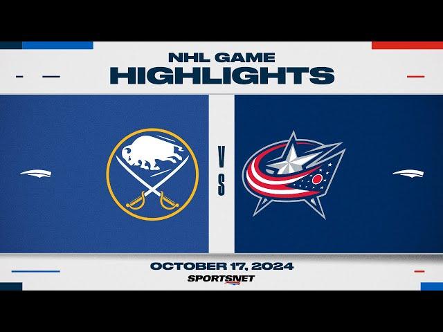 NHL Highlights | Sabres vs. Blue Jackets - October 17, 2024