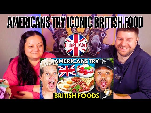 BRITS REACT | Americans Try Iconic British Food For The First Time! | BLIND REACTION