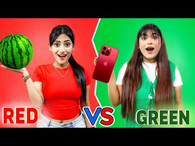 Red Vs Green Challenge | Eating And Buying Everything In One Colour | SAMREEN ALI