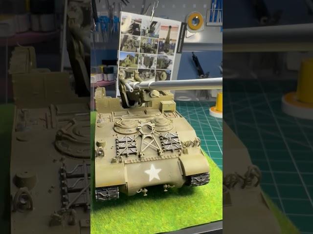 Progress on model of Tamiya M40 US 155 mm self propelled gun. Parky Modeller 35351