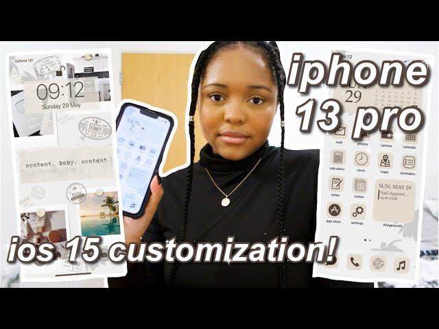 WHAT'S ON MY IPHONE 13 PRO | aesthetic iOS 15 setup (beige theme), camera test & first impressions