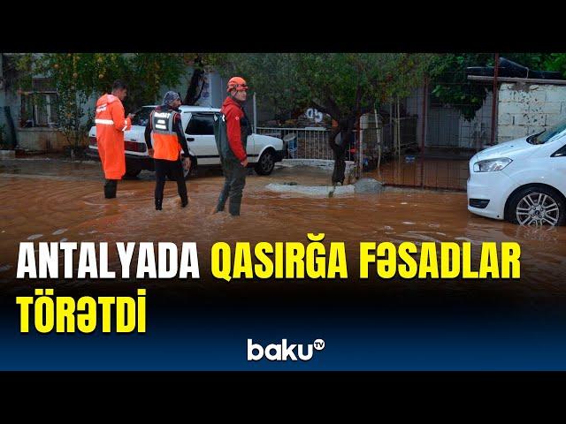 Qasırğa Antalyanı əsir aldı, evləri su basdı