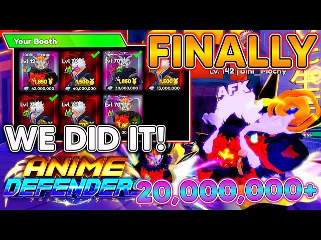 ANIME DEFENDERS! I FINALLY GOT ALMIGHTYSHINY SHADOW DRAGON! EASY 20,000,000 GEMS PROFITS!