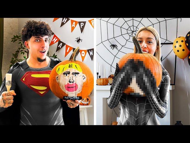 PAINTING EACH OTHER ON PUMPKINS CHALLENGE!! *funny af*