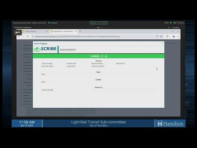 Light Rail Transit Sub-Committee, November 15, 2024