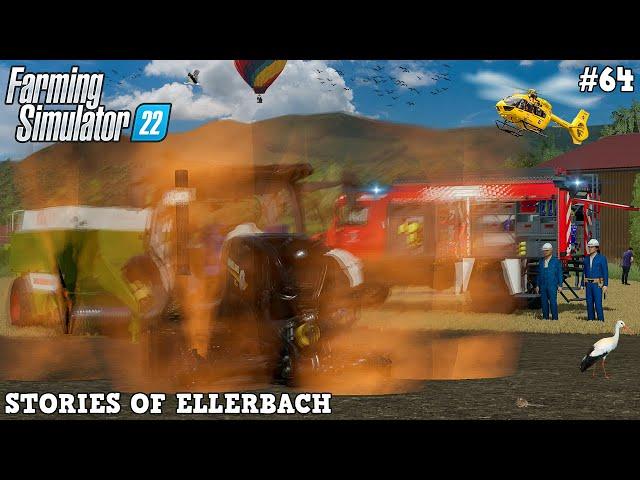 NEW HOLLAND T6 CATCHES FIRE AT HARVEST with @TheCamPeRYT!  | Ellerbach | FS22 | Timelapse #64