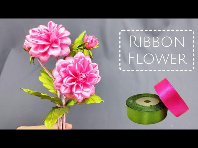 DIY satin ribbon dahlias/how to make dahlia flower with satin ribbonTools and Materials