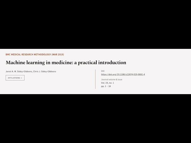 Machine learning in medicine: a practical introduction | RTCL.TV