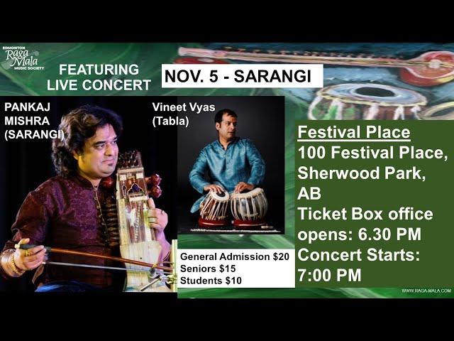 Pankaj Mishra Sarangi Concert in Edmonton, Nov.05, 2022 @ Festival Place, Sherwood Park