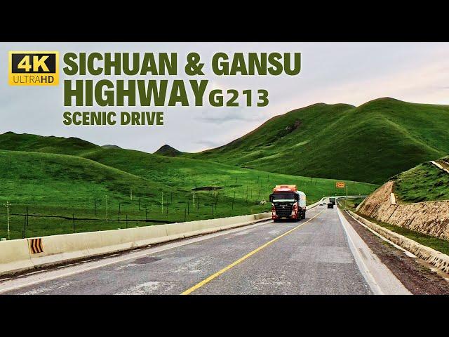 Zoige Sichuan to Luqu Gansu - China Highway Scenic Drive 4K