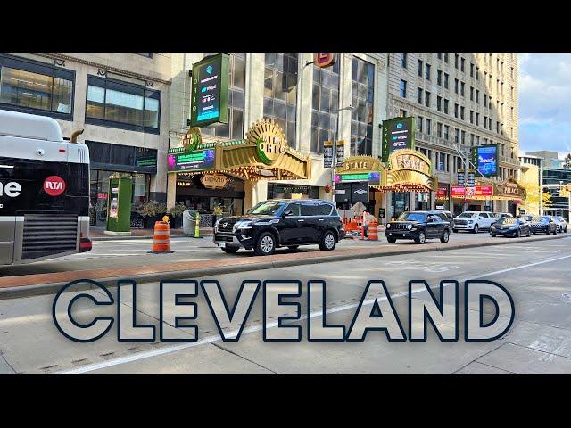 Driving in downtown CLEVELAND, Ohio USA