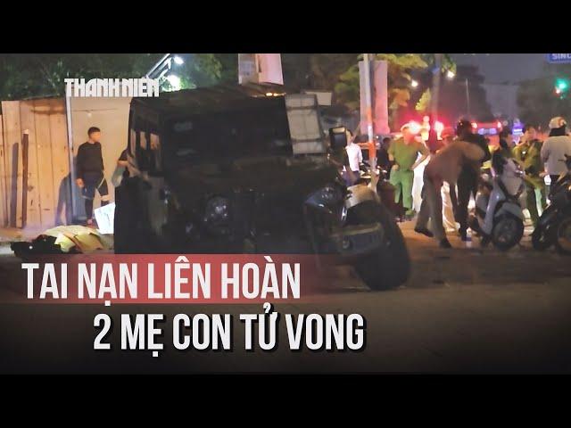 Xe Jeep tông nhiều xe máy trên đường Kinh Dương Vương, hai mẹ con tử vong