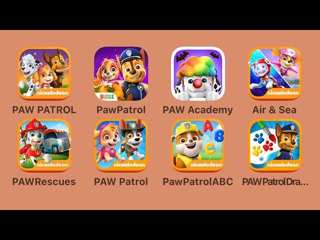 PAW Patrol a Day in Adventure Bay,PAW Patrol Rescue World,PAW Patrol Academy,Air+Sea Adventures